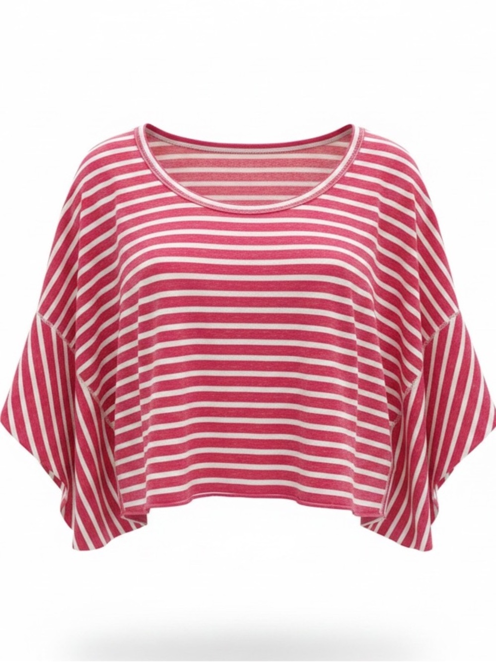 mustard seed red white striped top dolman short sleeve crop size L